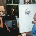 Sir Michael Parkinson posing for Drawing